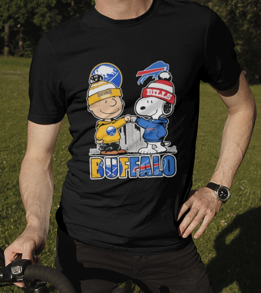 Buffalo Peanuts Fist Bump Sabres Bills Collaboration T-Shirt