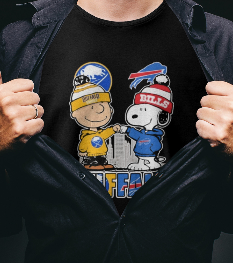 Buffalo Peanuts Fist Bump Sabres Bills Collaboration T-Shirt