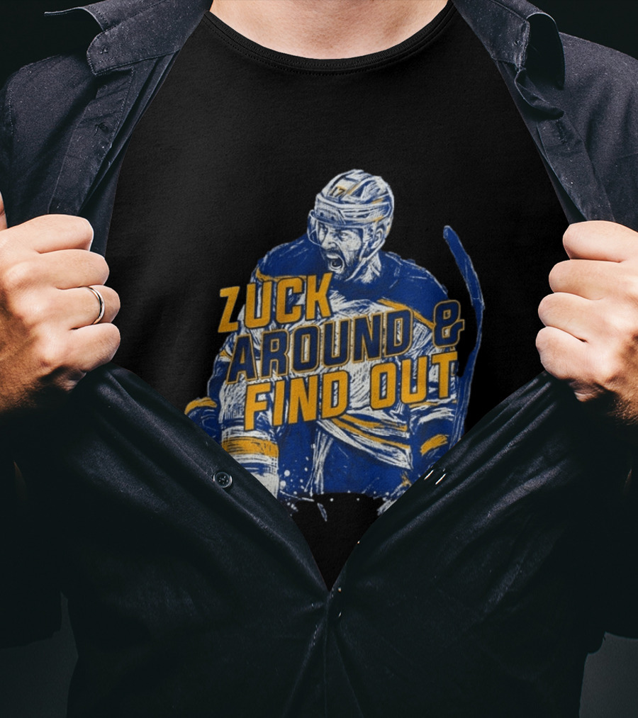 Zuck Around & Find Out Hockey Player Sketch T-Shirt