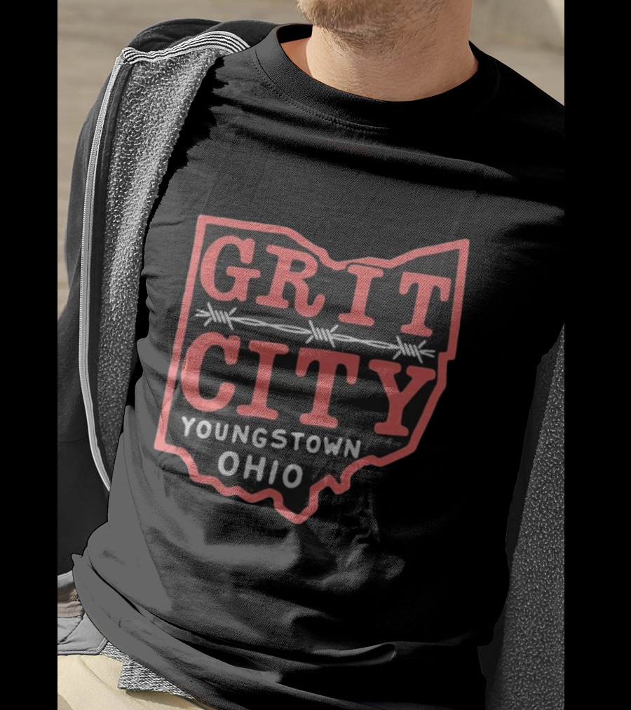 Grit City Youngstown Ohio Barbed Wire State T-Shirt
