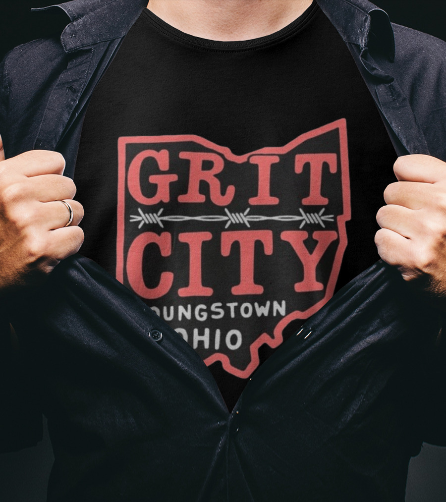 Grit City Youngstown Ohio Barbed Wire State T-Shirt