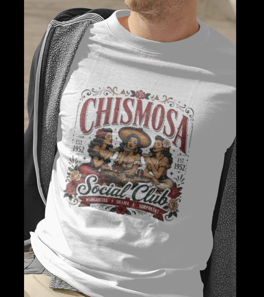 Chismosa Social Club Margaritas Drama Sorpresas Vintage Style 1952 Social Club T-Shirt