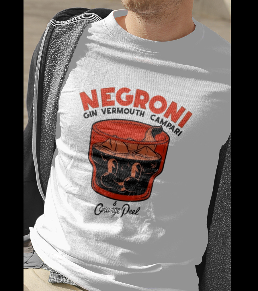 Negroni Gin Vermouth Campari With Orange Peel And Ice Retro Comic T-Shirt