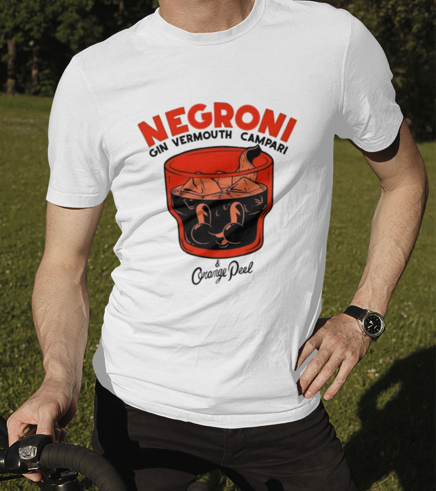 Negroni Gin Vermouth Campari With Orange Peel And Ice Retro Comic T-Shirt