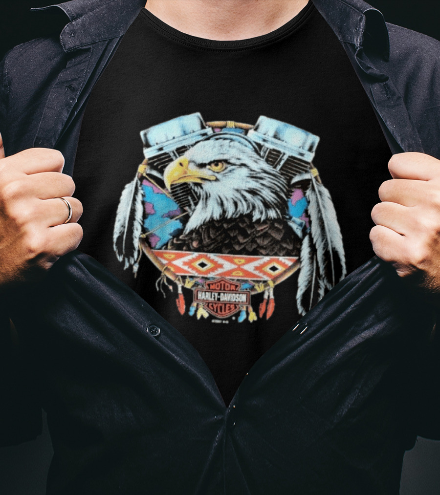 Harley Davidson 1990s Eagle Dreamcatcher V Twin Motor Cycles T-Shirt