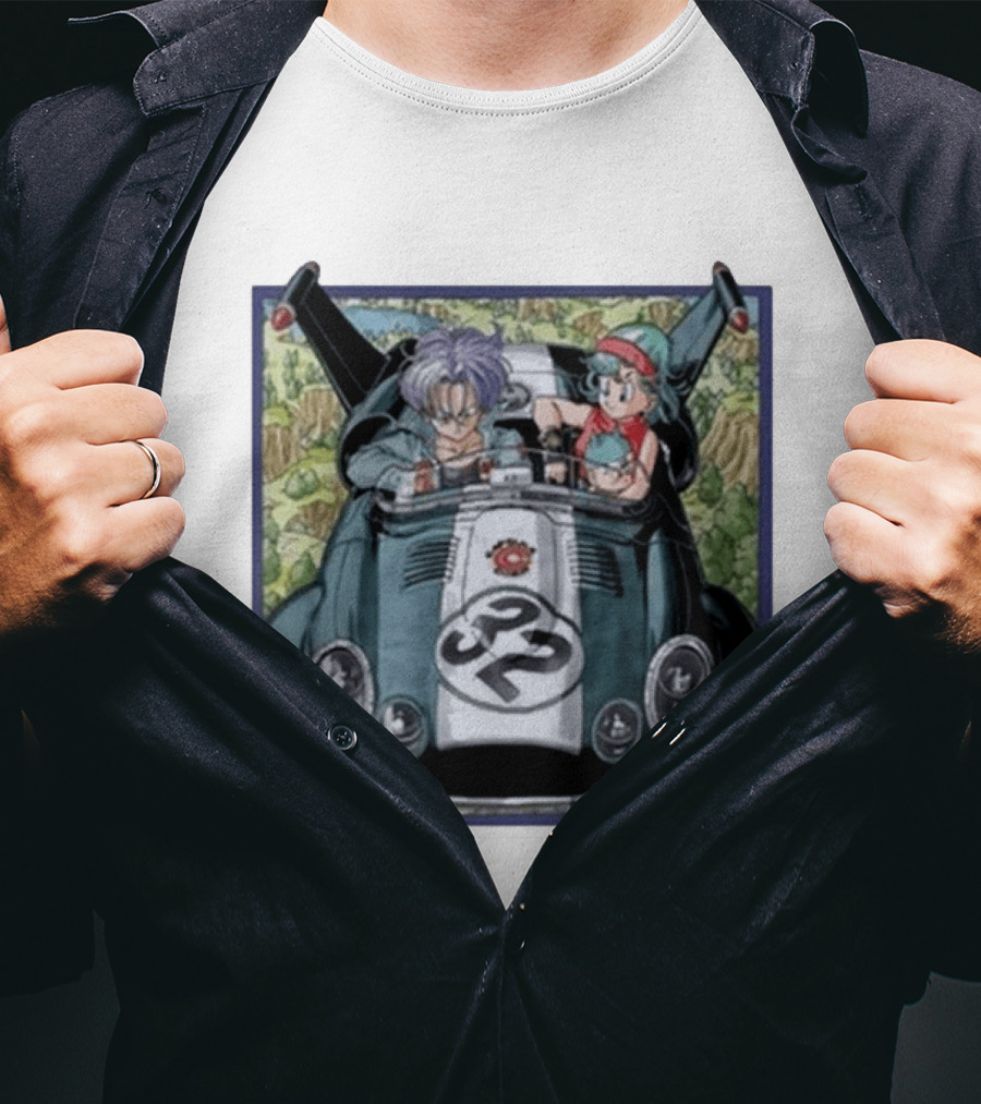 Dragon Ball Z Capsule Corp Adventure Trunks And Bulma Car Ride T-Shirt