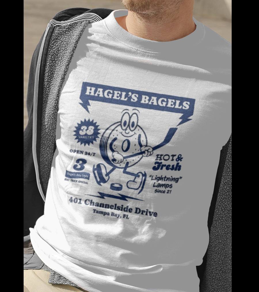 Hagel's Bagels Hockey Tampa Bay Lightning Lauro 401 Channelside Drive T-Shirt