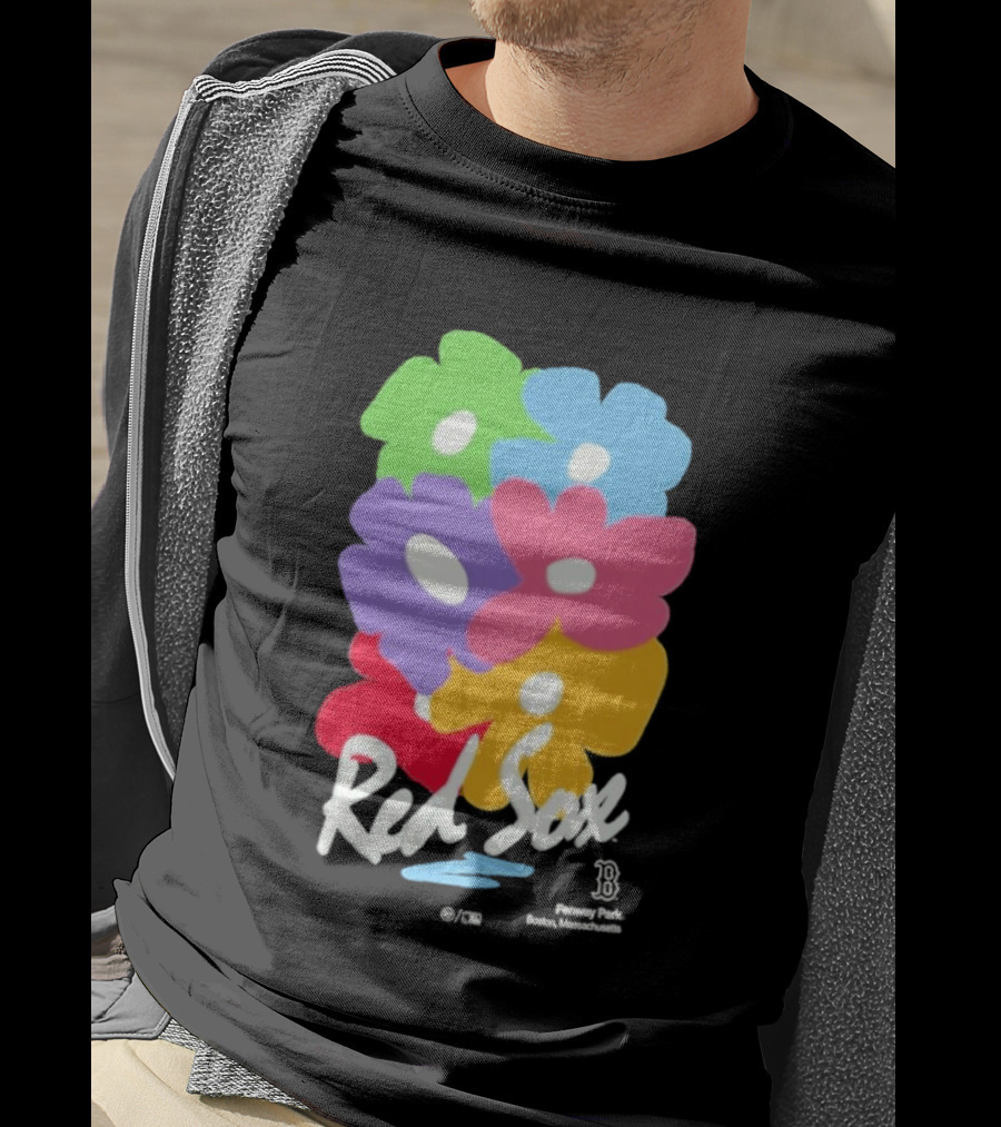 Boston Red Sox 47 Dark Green Red Sox Flower Power Murakami Gallery Foundation T-Shirt