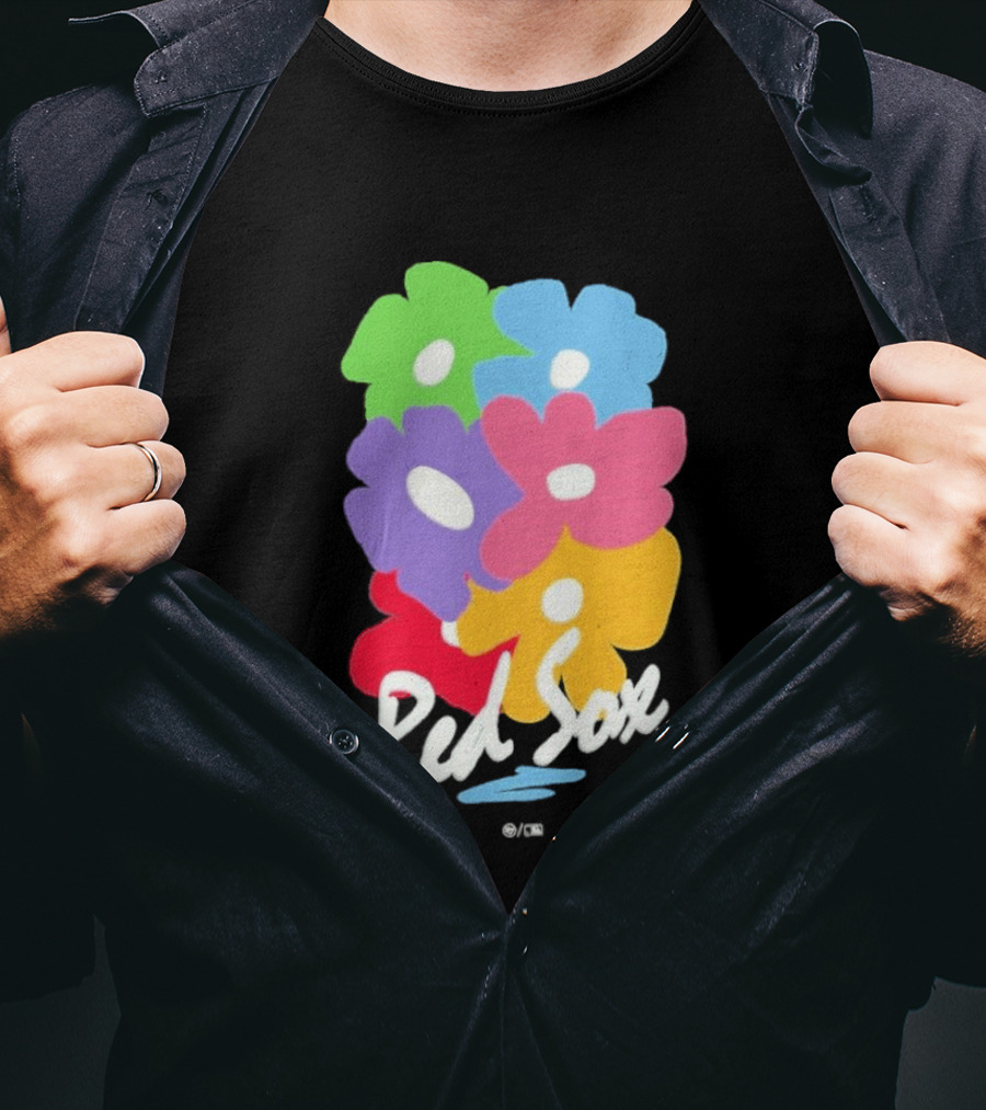 Boston Red Sox 47 Dark Green Red Sox Flower Power Murakami Gallery Foundation T-Shirt