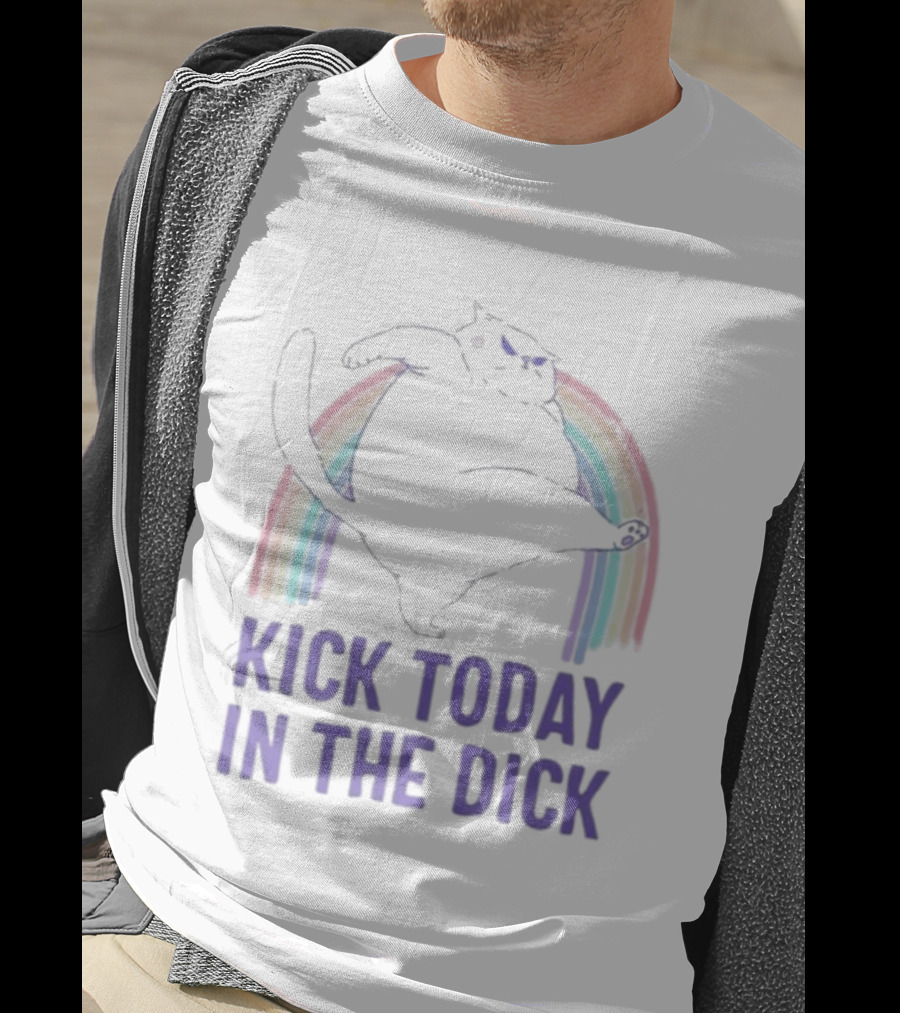 Kick Today In The Dick Rainbow Cat T-Shirt