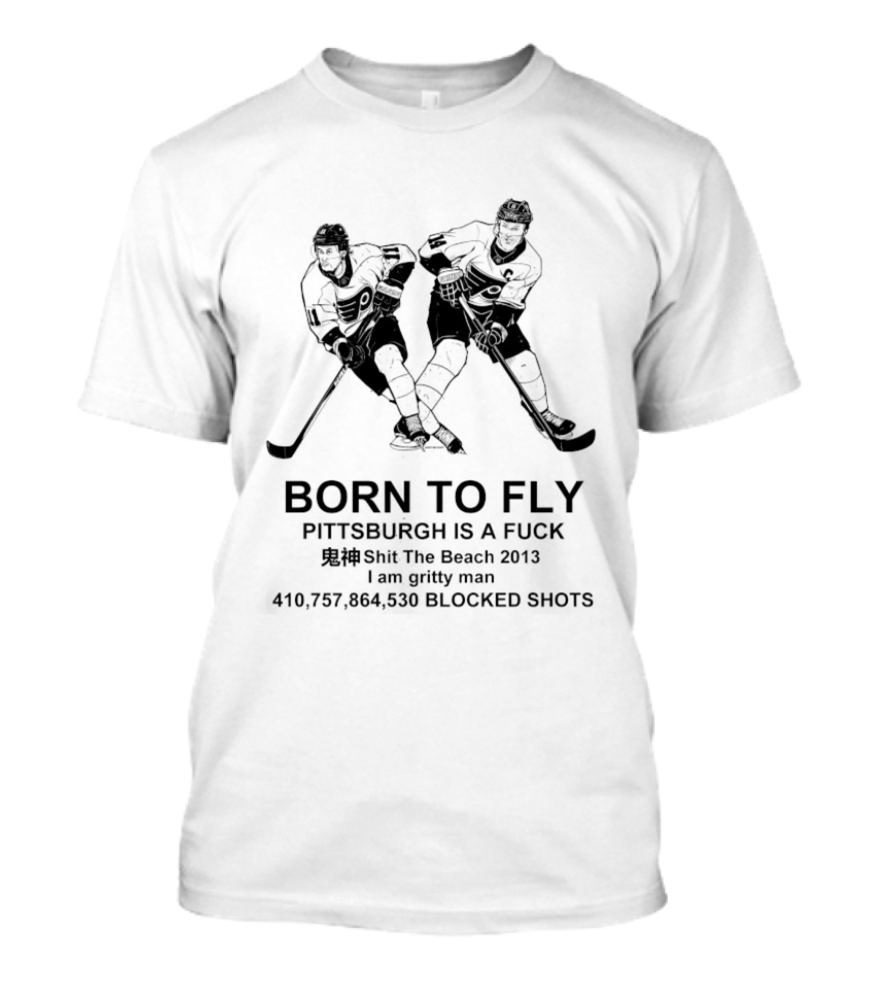 Born To Fly Philadelphia Flyers Versus Pittsburgh Rivalry NHL Hockey Blocked Passes T-Shirt