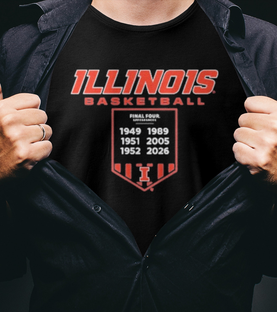ILLINOIS Basketball Final Four Years Banner 1949 1951 1998 2005 2021 T-Shirt