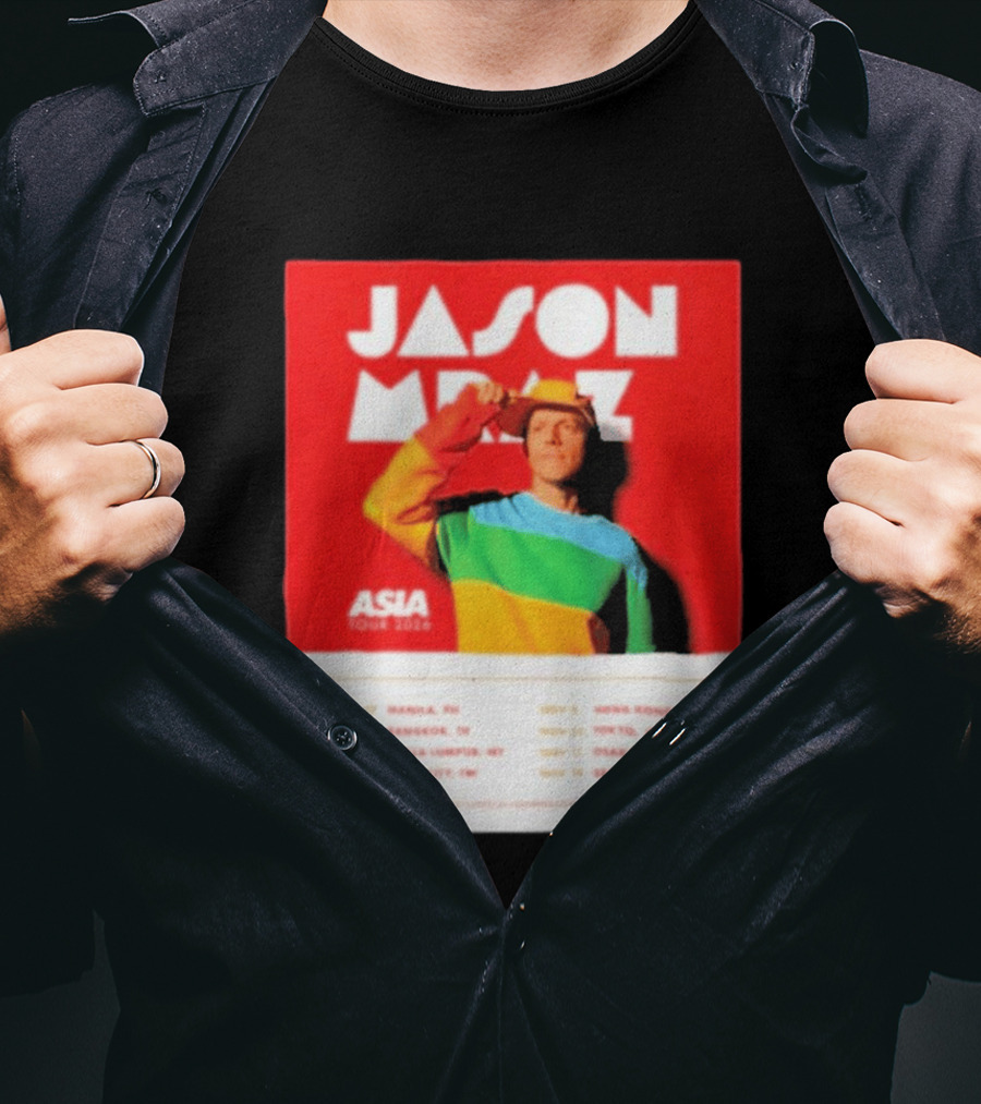 Jason Mraz Asia Tour Manila Bangkok Kuala Lumpur Taipei Hong Kong Tokyo Osaka Seoul 2026 T-Shirt
