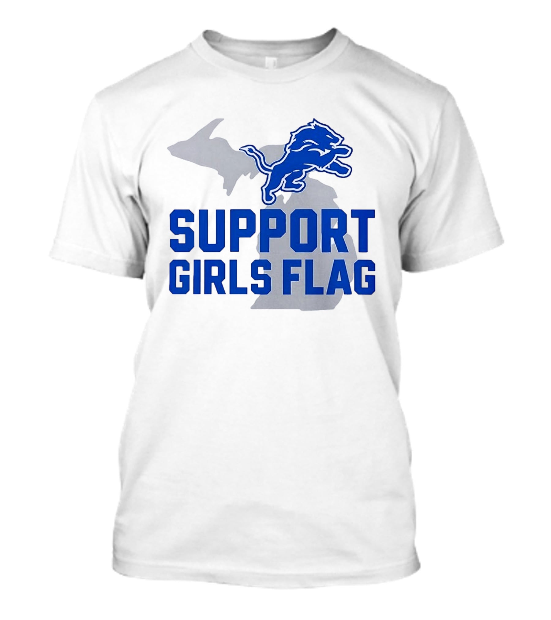 Detroit Lions Support Girls Flag Football Michigan Lions T-Shirt