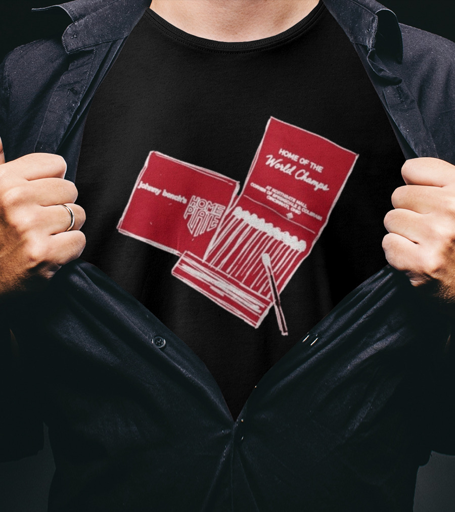 Johnny Bench Home Plate Matchbook Home Of The World Champs Crosley Field Cincinnati Ohio T-Shirt