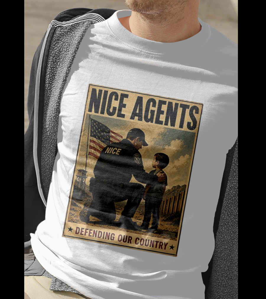Nice Agents Defending Our Country Flag Patch Officer And Child T-Shirt
