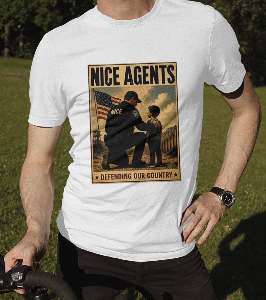 Nice Agents Defending Our Country Flag Patch Officer And Child T-Shirt