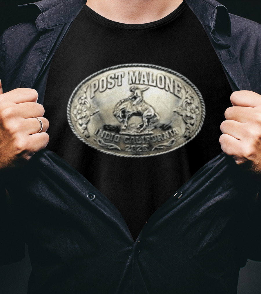 Post Malone Indio California 2026 Rodeo Belt Buckle T-Shirt