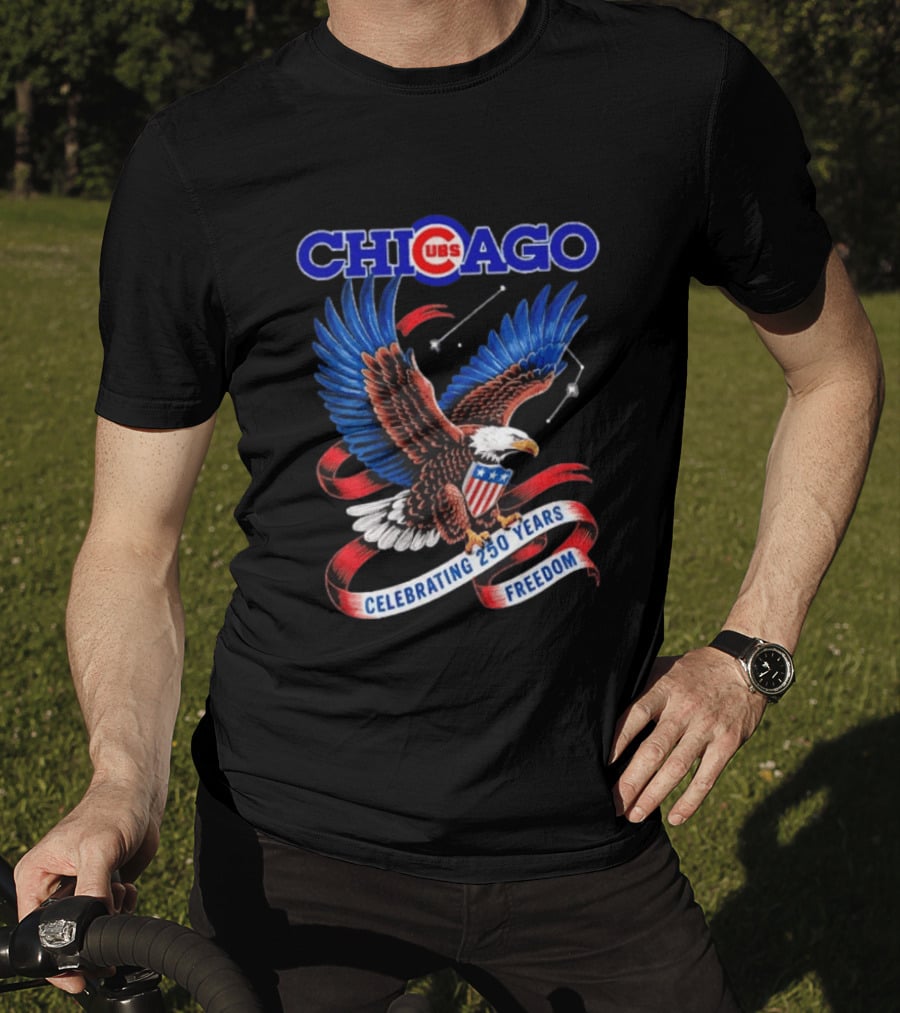 Chicago Cubs Bald Eagle Celebrating 250 Years Freedom T-Shirt
