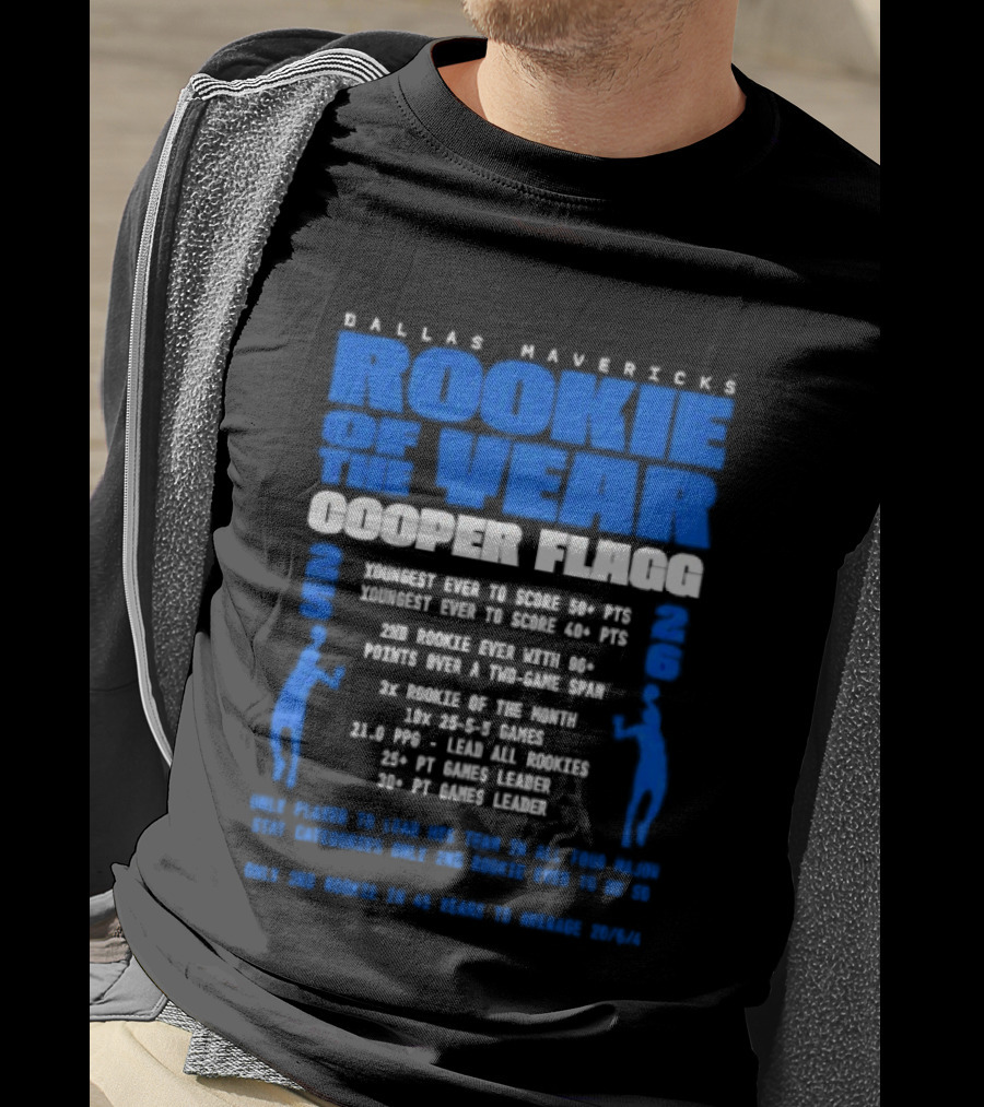 Dallas Mavericks Rookie Cooper Flagg Dominates With Record Points And Rebounds T-Shirt