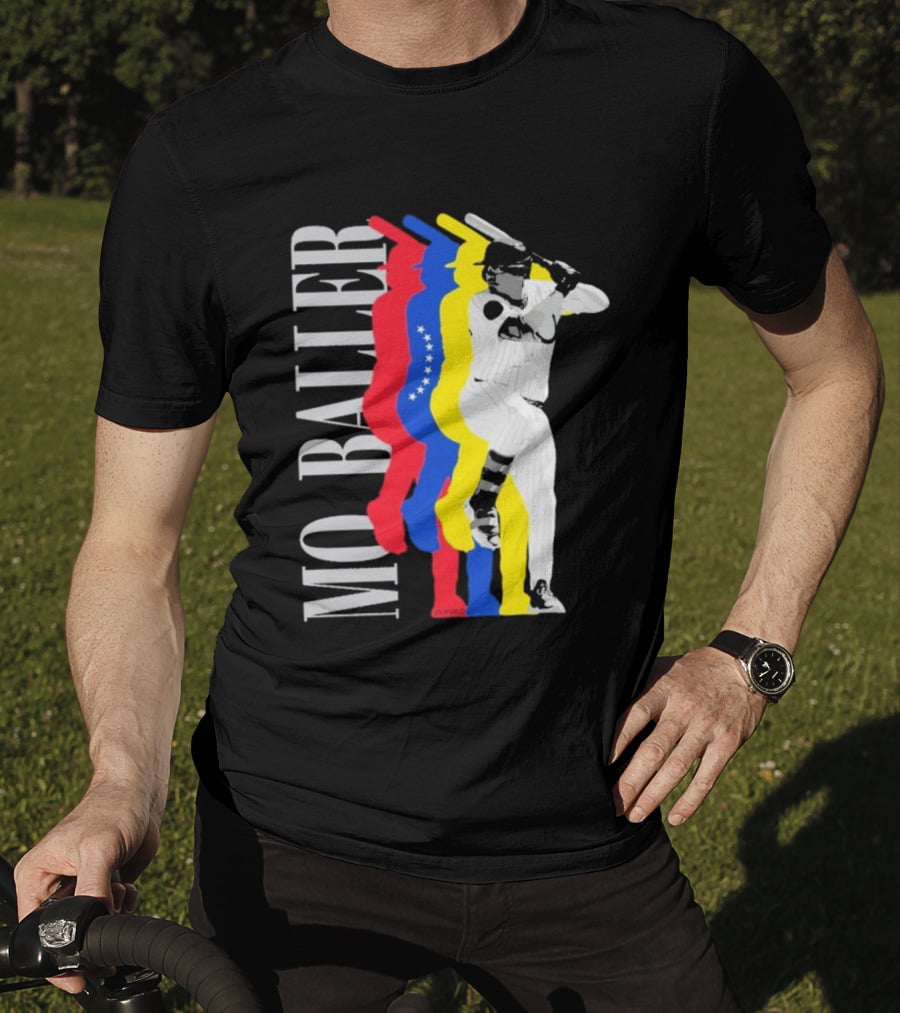 Mo Baller Venezuela Flag Baseball Batting Pose T-Shirt