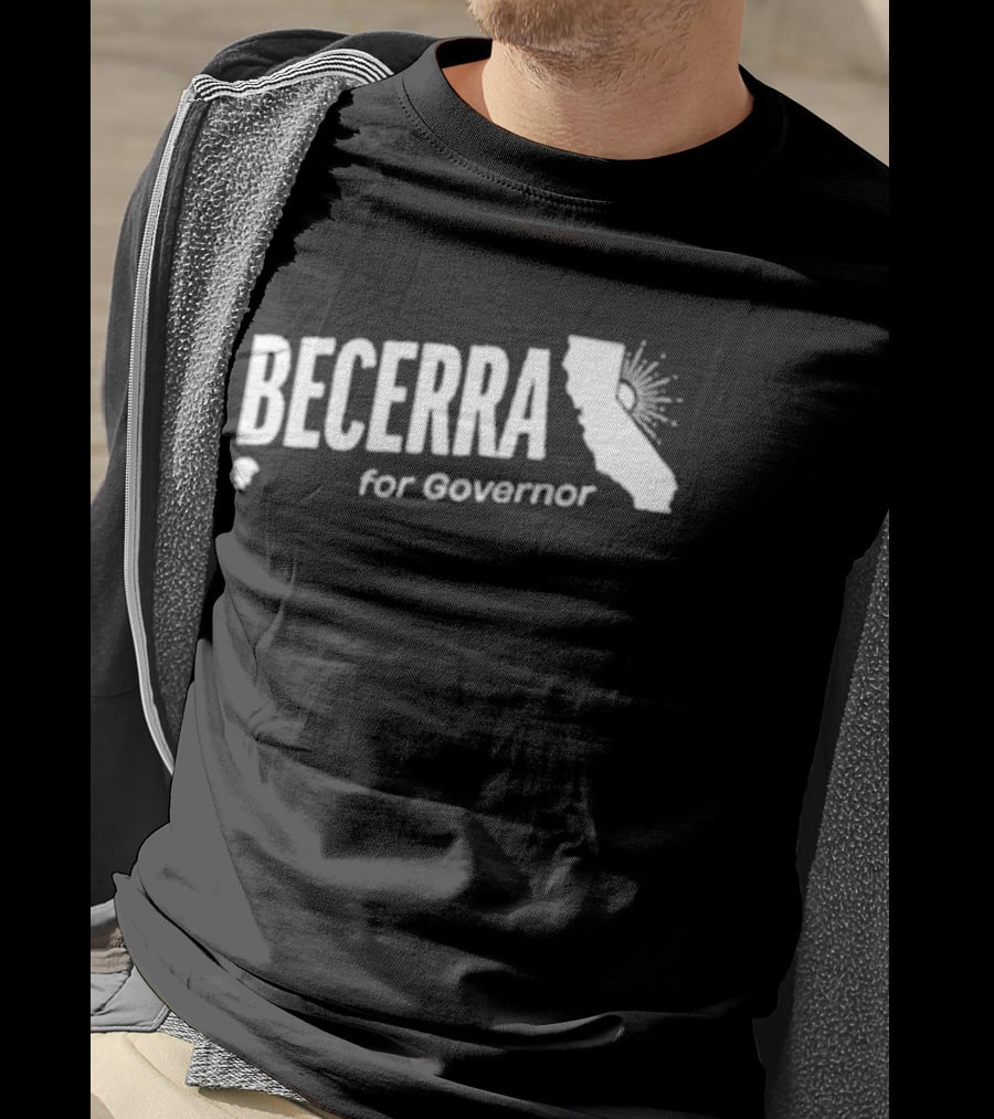 Becerra For Governor Xavier Becerra 2026 California Map Sunburst T-Shirt