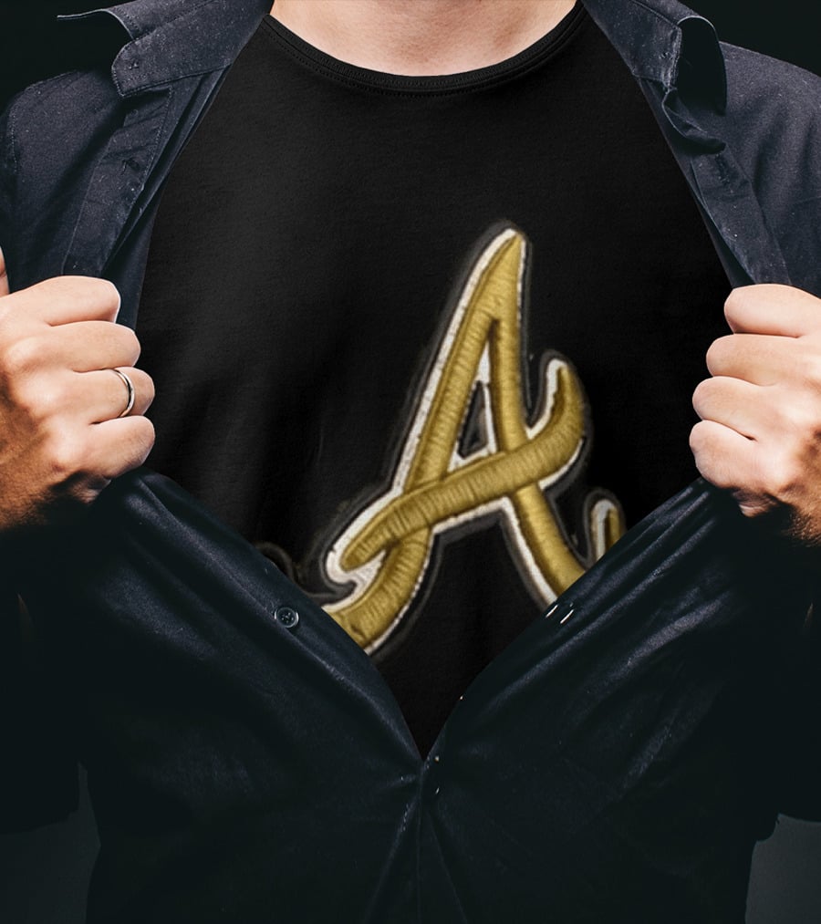 Atlanta Braves Armed Forces 2026 Hat Gold Embroidered A T-Shirt