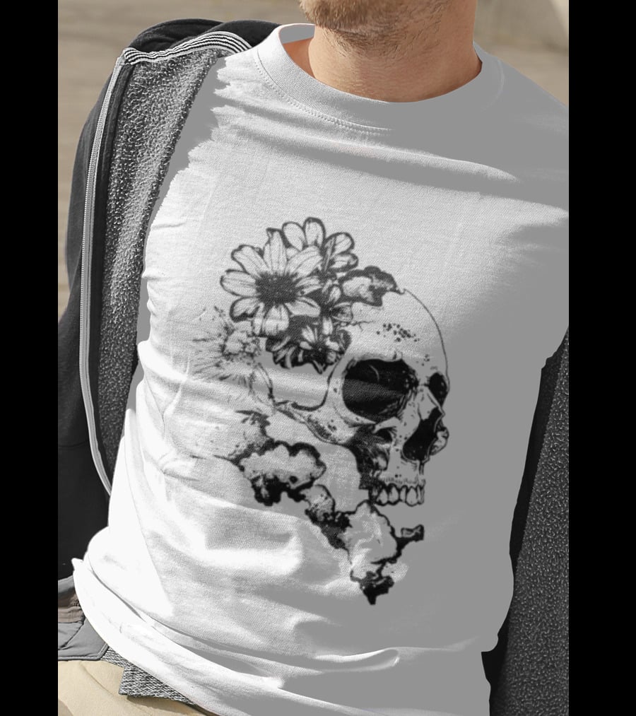 Emery Blooming Skull Watermelon Floral Aesthetic T-Shirt