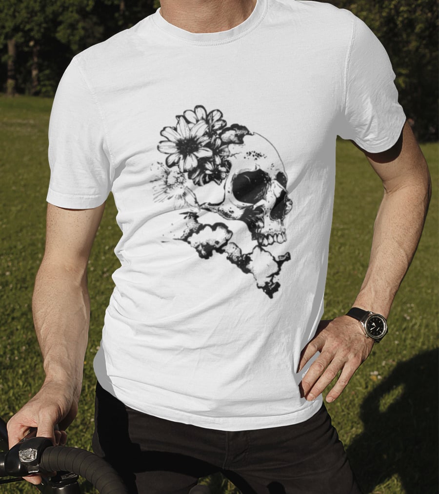 Emery Blooming Skull Watermelon Floral Aesthetic T-Shirt