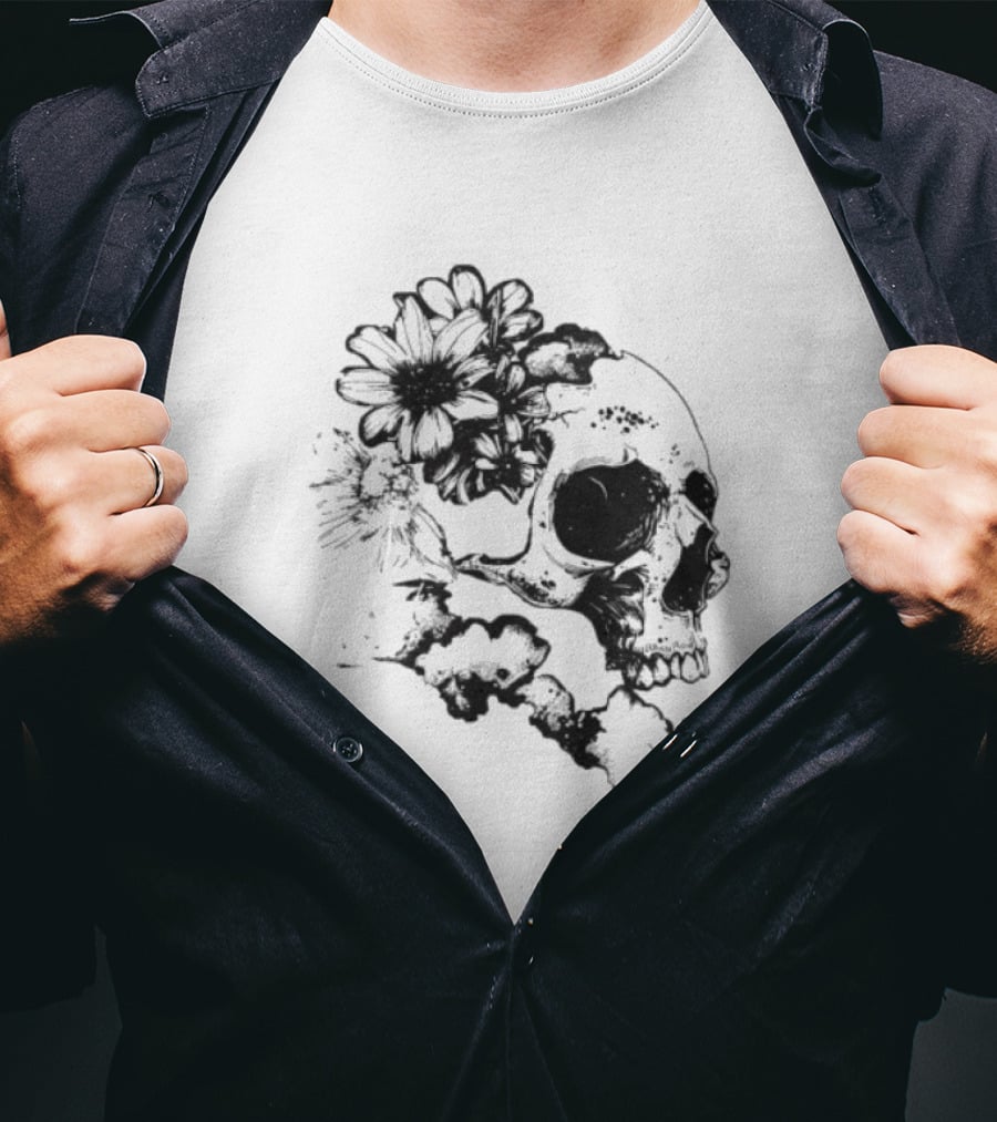Emery Blooming Skull Watermelon Floral Aesthetic T-Shirt