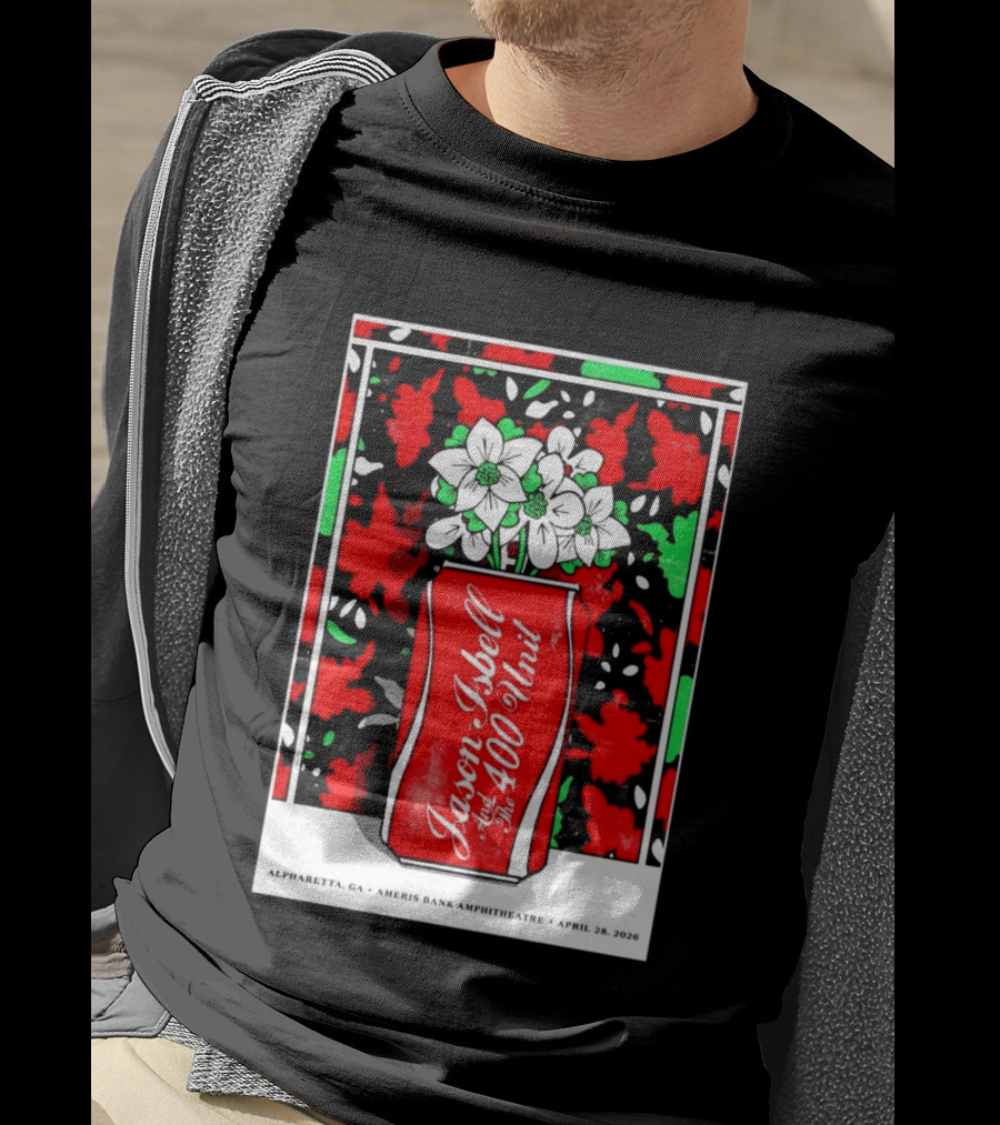 Jason Isbell And The 400 Unit Alpharetta GA Ameris Bank Amphitheatre April 28 2026 Floral Can T-Shirt