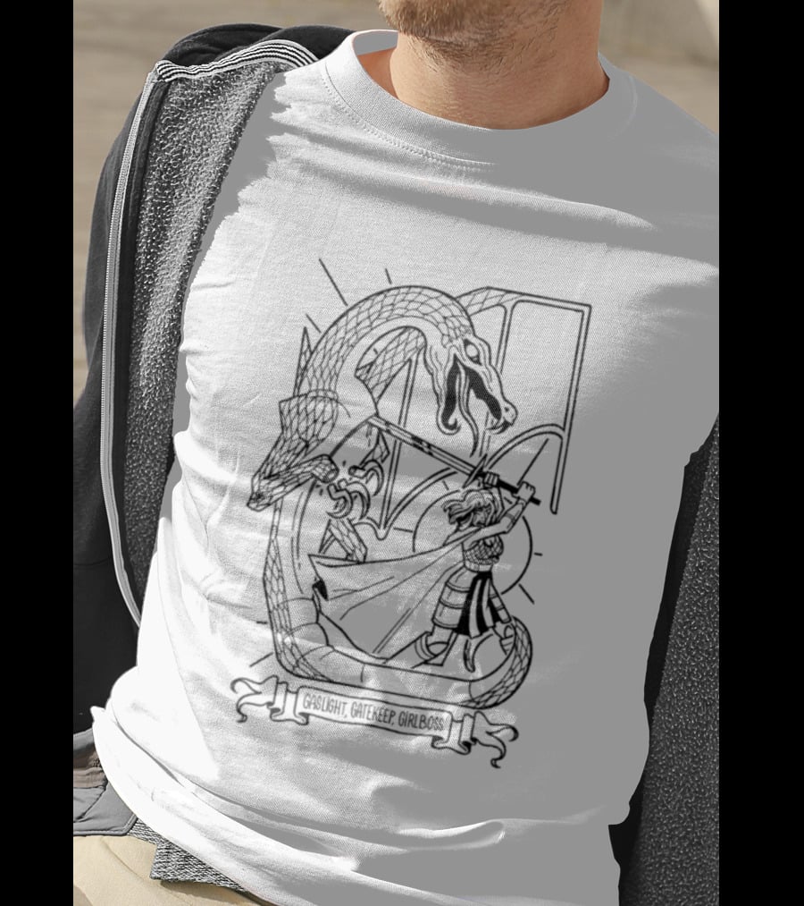 Gaslight Gatekeep Girlboss Lucia Sancho Dragon Battle T-Shirt