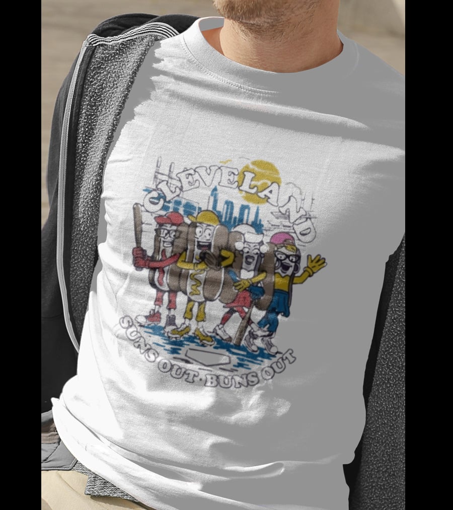 Cleveland Suns Out Buns Out Hotdog Race Cityscape T-Shirt