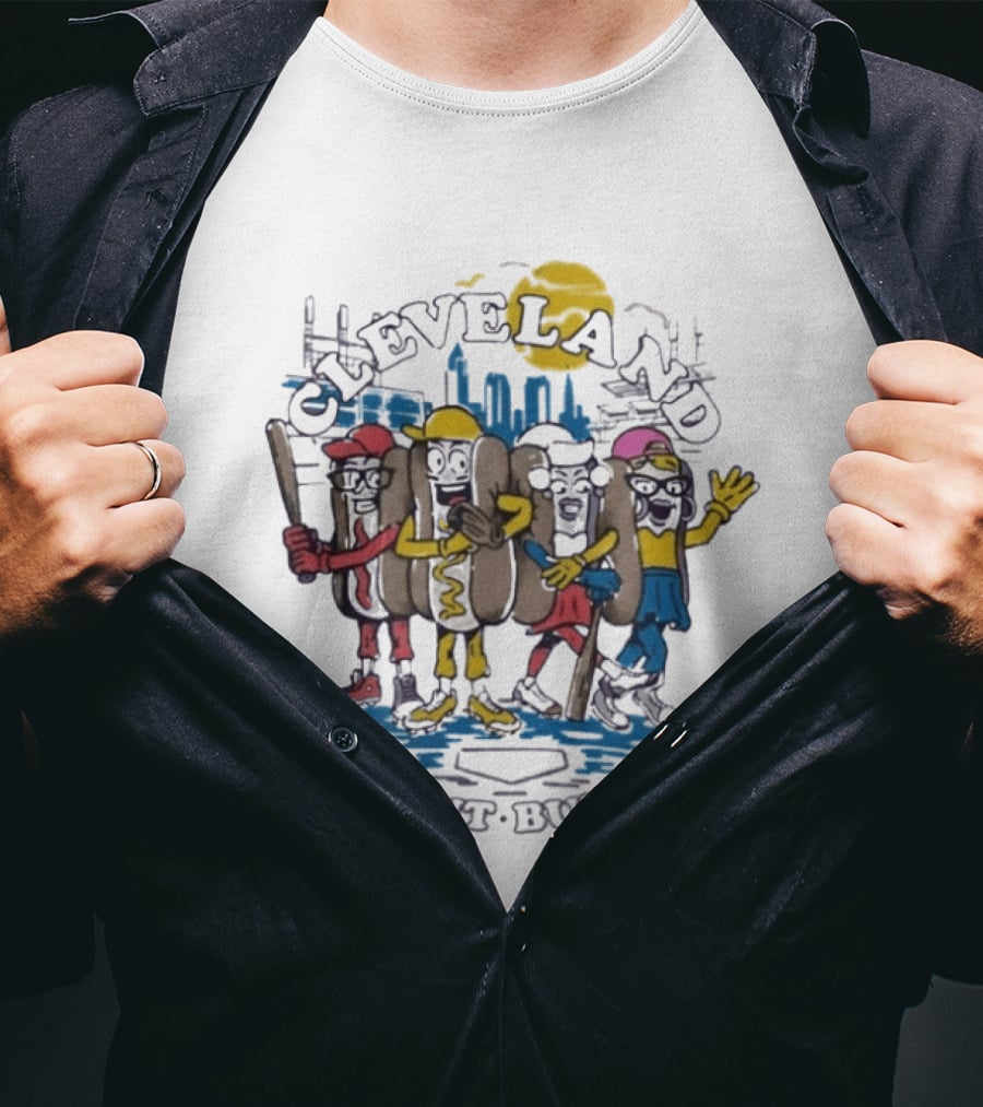 Cleveland Suns Out Buns Out Hotdog Race Cityscape T-Shirt