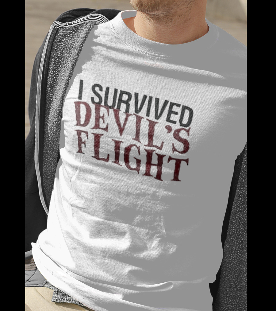 I Survived Devil's Flight Text In Bold Red Horror Font T-Shirt