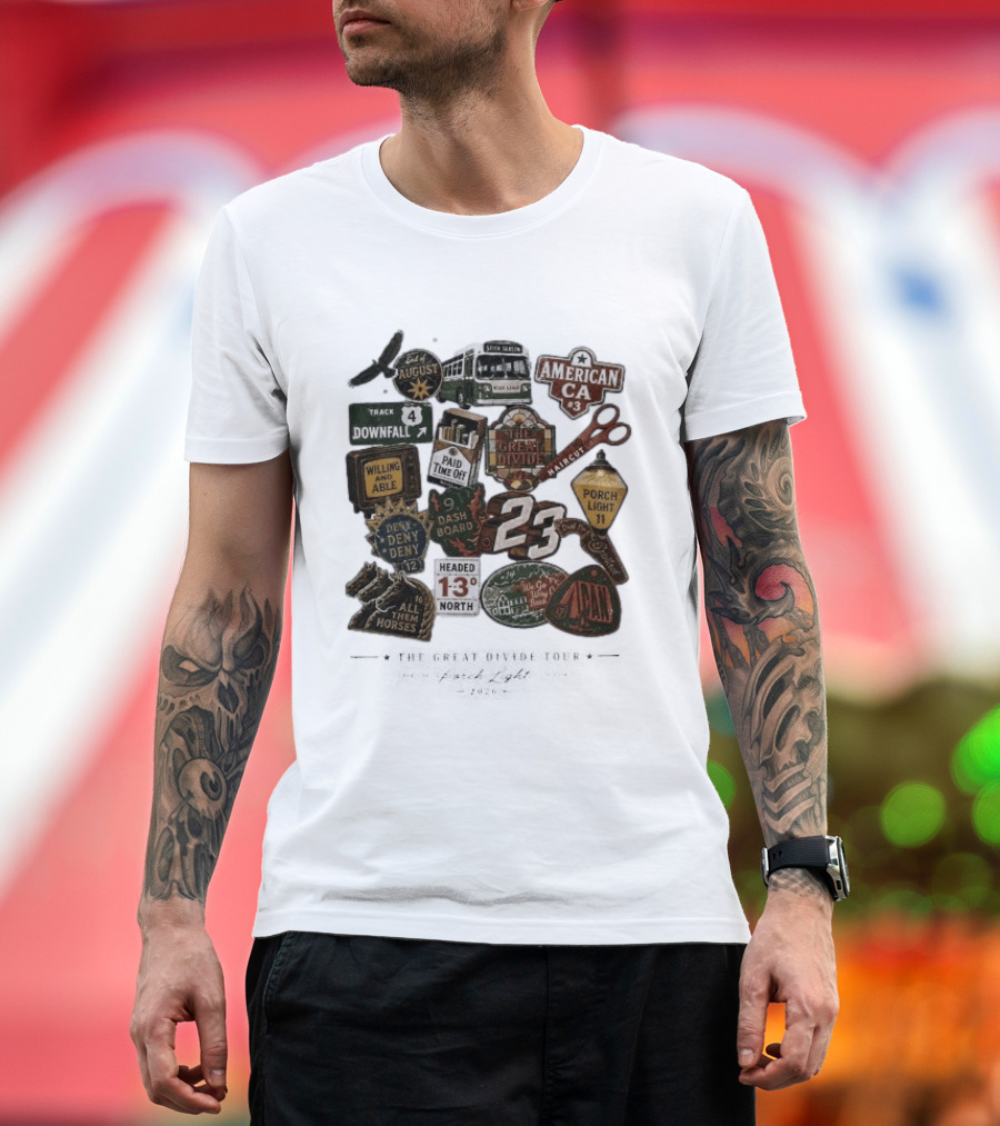 Noah Kahan The Great Divide Tour 2026 Track 4 August Downfall Dash Board American CA Porch Light 11 T-Shirt