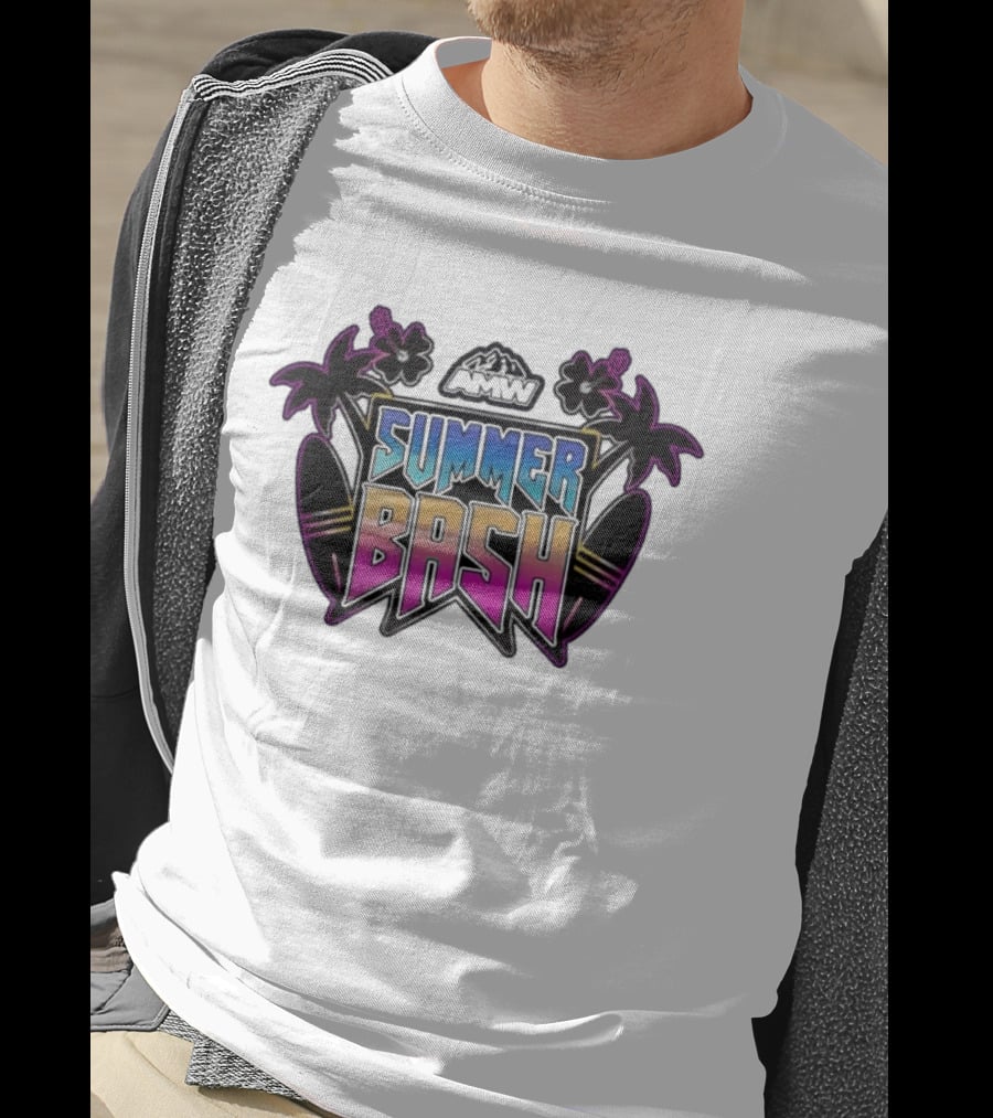 AMW Summer Bash Tropical Vibes With Palm Trees And Surfboards T-Shirt