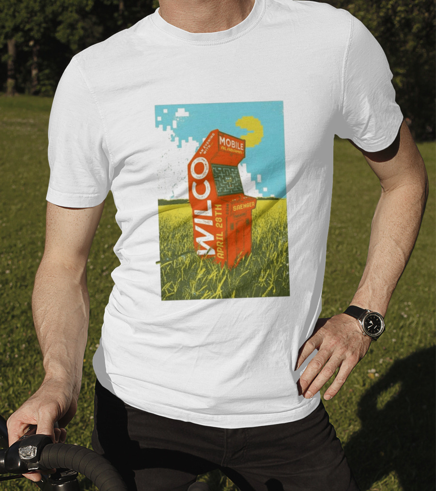 Wilco Saenger Mobile Alabama April 28th Arcade Retro Concert T-Shirt