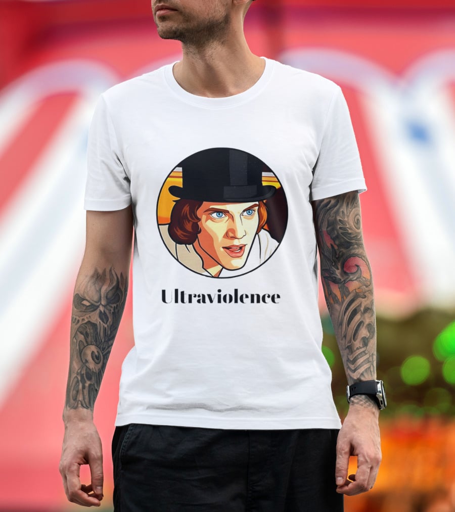 Alex DeLarge Ultraviolence Portrait Work Orange T-Shirt