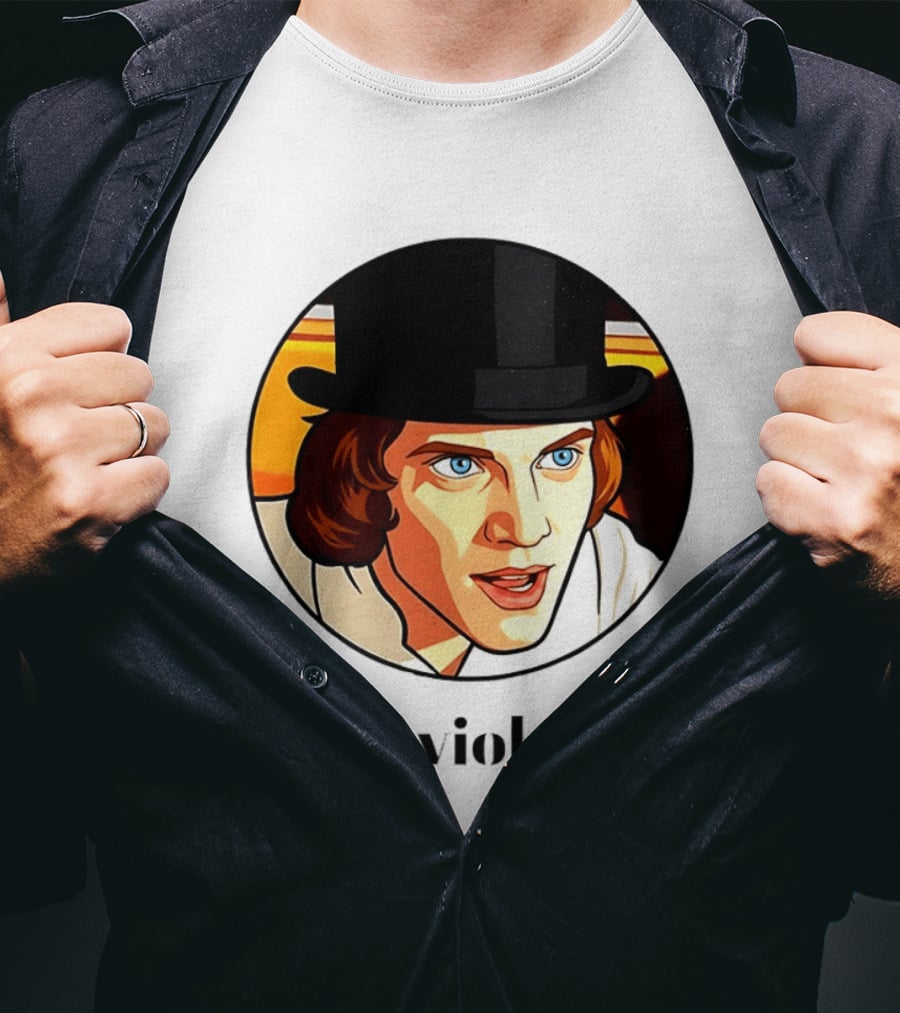 Alex DeLarge Ultraviolence Portrait Work Orange T-Shirt