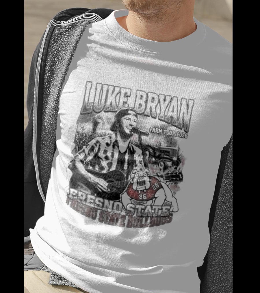 Luke Bryan Farm Tour 2026 Clovis California May 15 Fresno State Bulldogs NCAA T-Shirt