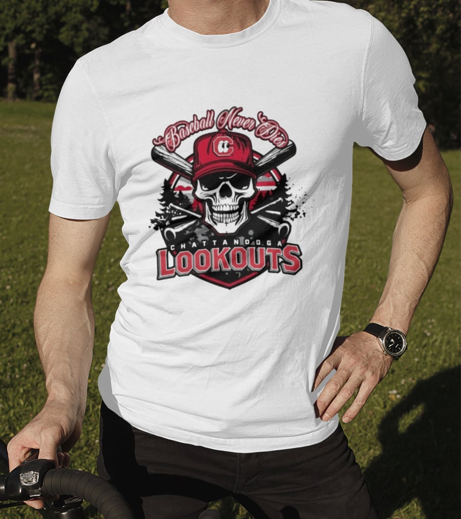 Chattanooga Lookouts Twisted River Skull Bats T-Shirt