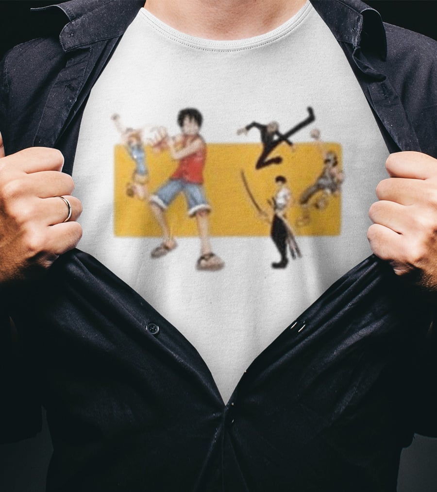 One Piece Classic Anime Characters In Action Pose T-Shirt