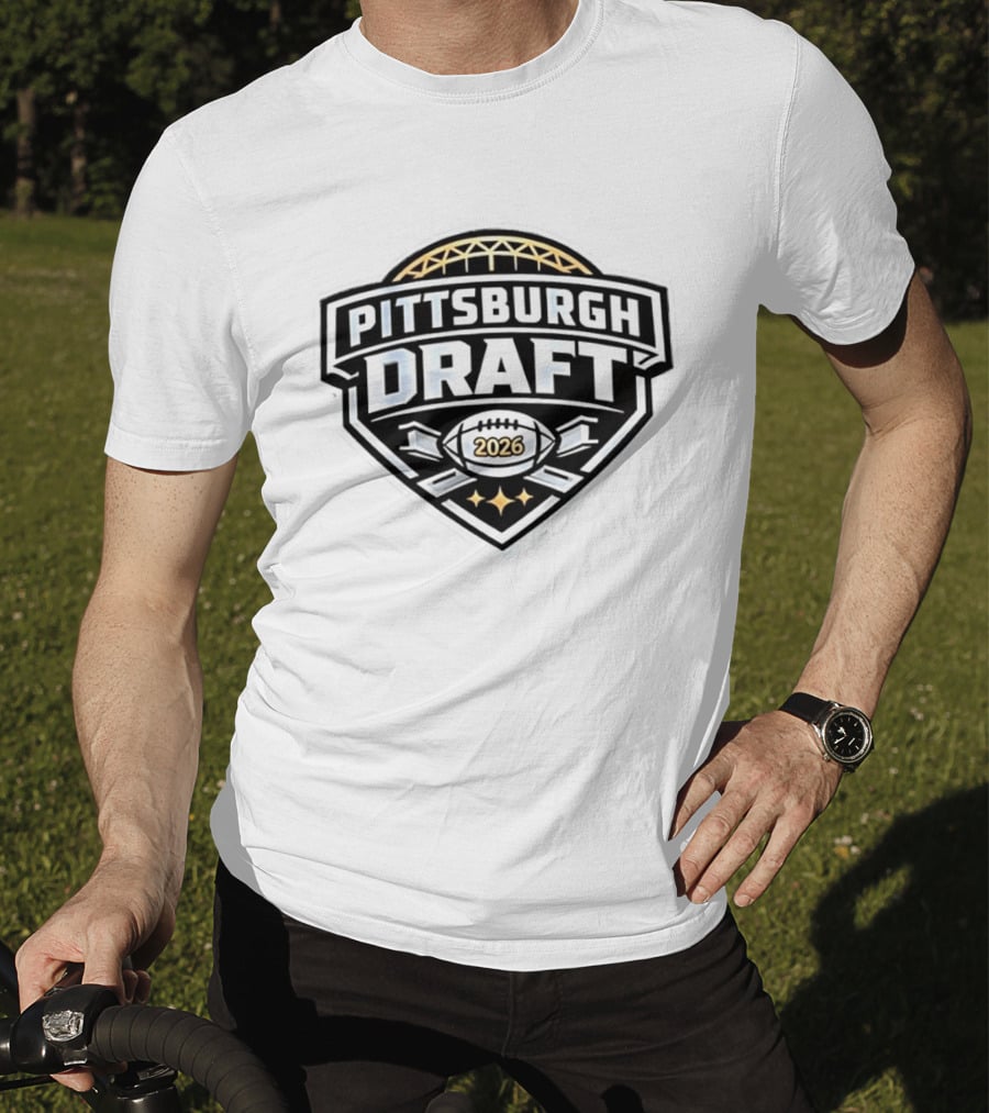 Pittsburgh Steelers Football 2026 Draft Brushed Metal T-Shirt