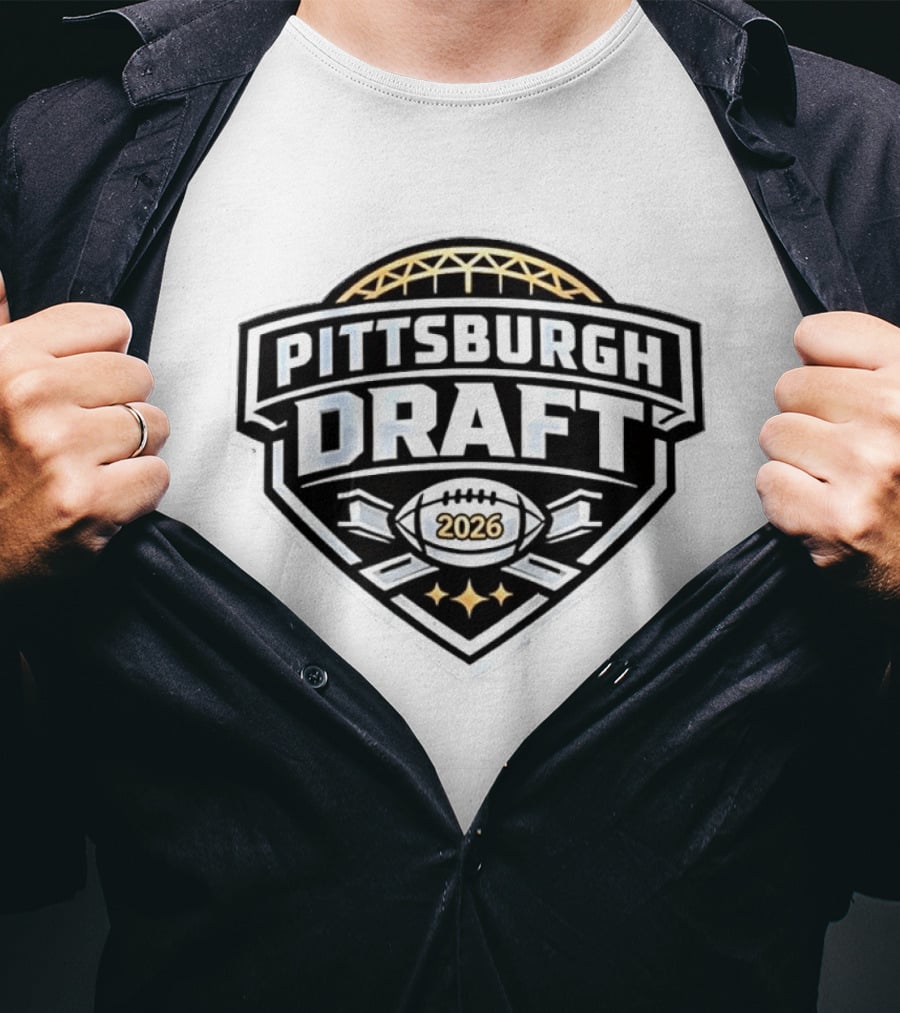 Pittsburgh Steelers Football 2026 Draft Brushed Metal T-Shirt