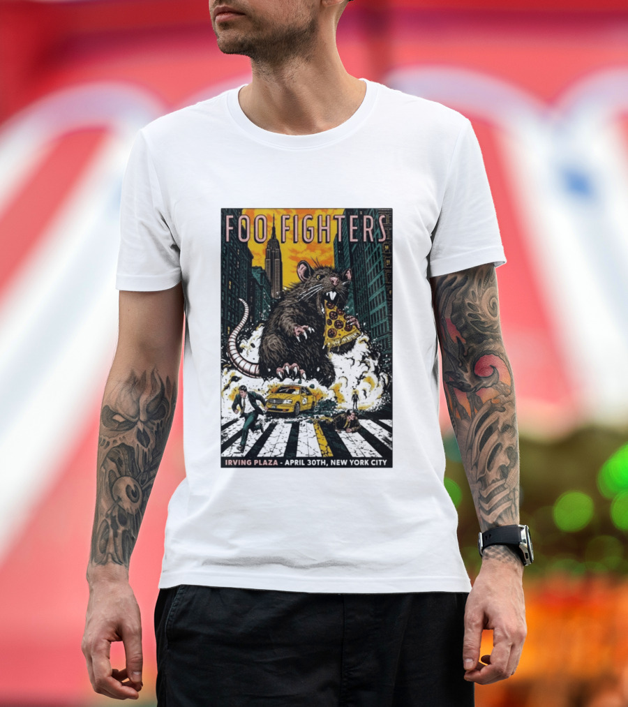 Foo Fighters NYC Irving Plaza April 30 2026 Giant Pizza Rat T-Shirt
