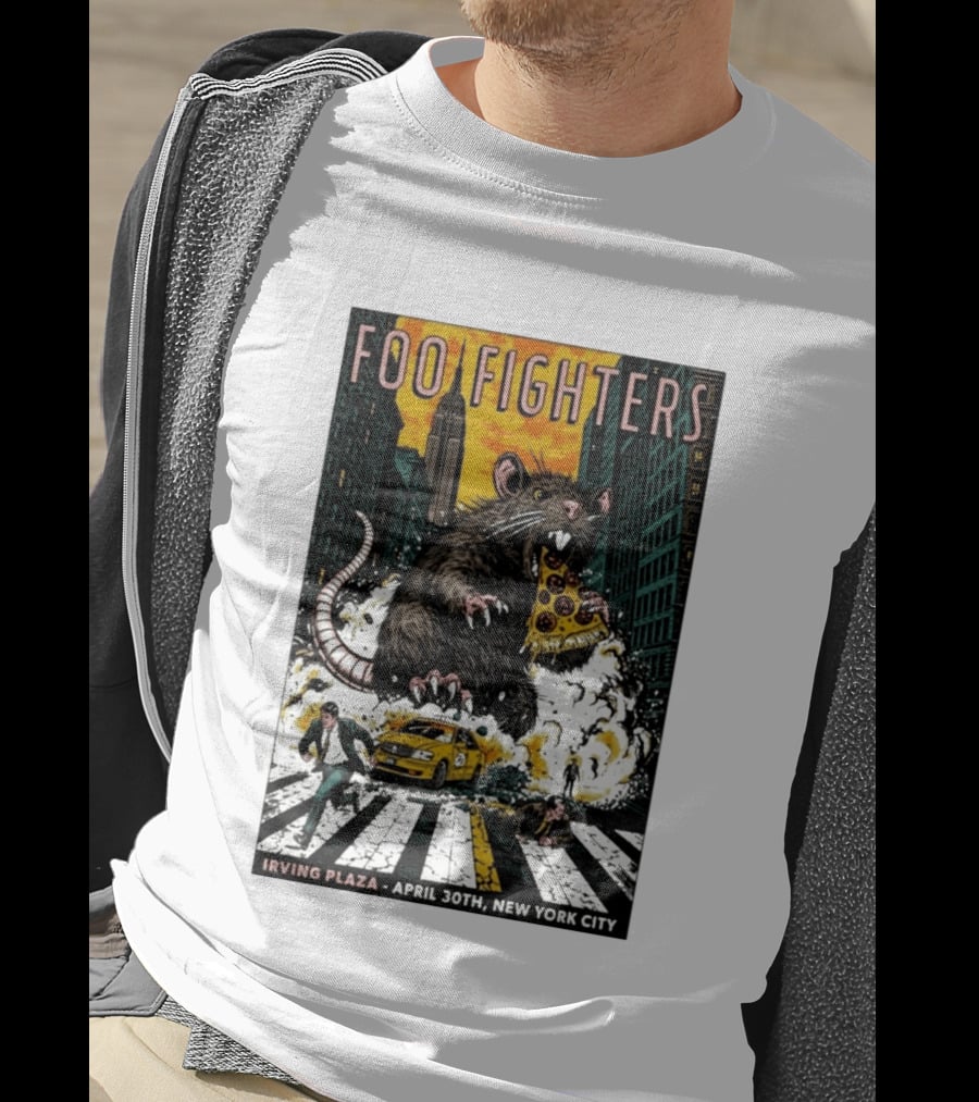 Foo Fighters NYC Irving Plaza April 30 2026 Giant Pizza Rat T-Shirt