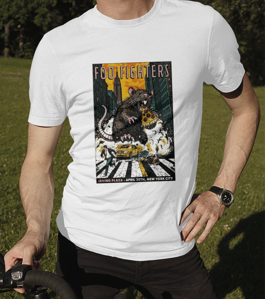 Foo Fighters NYC Irving Plaza April 30 2026 Giant Pizza Rat T-Shirt