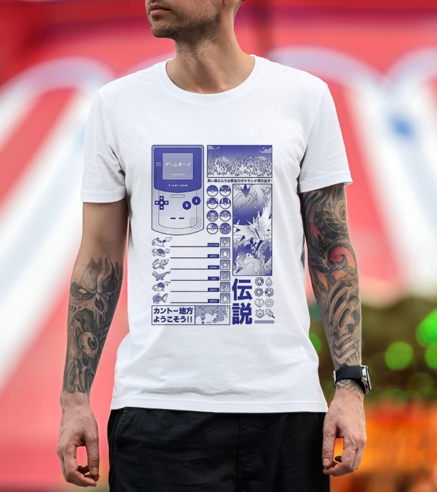 Pikachu Game Boy Gen 1 Pokémon Monsters Japanese T-Shirt