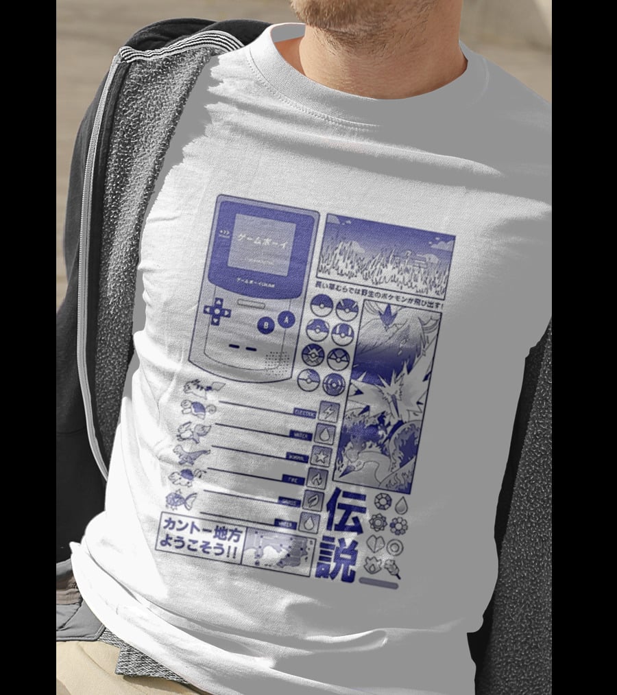 Pikachu Game Boy Gen 1 Pokémon Monsters Japanese T-Shirt